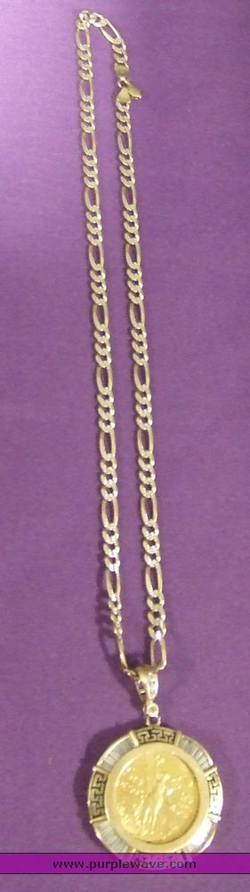 image for item 6777 13" 14kt gold necklace with coin medallion