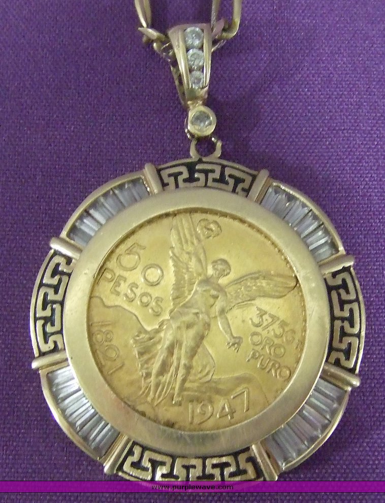image for item 6777 13" 14kt gold necklace with coin medallion