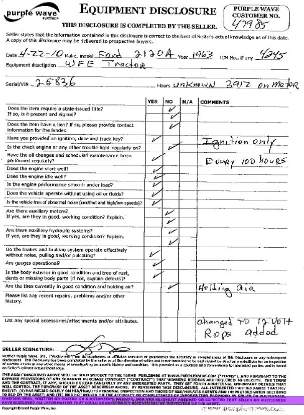 image for item 4245 1963 Ford 200A tractor