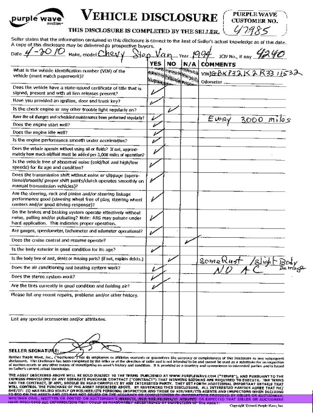 image for item 9240 1994 Chevrolet P30 step van