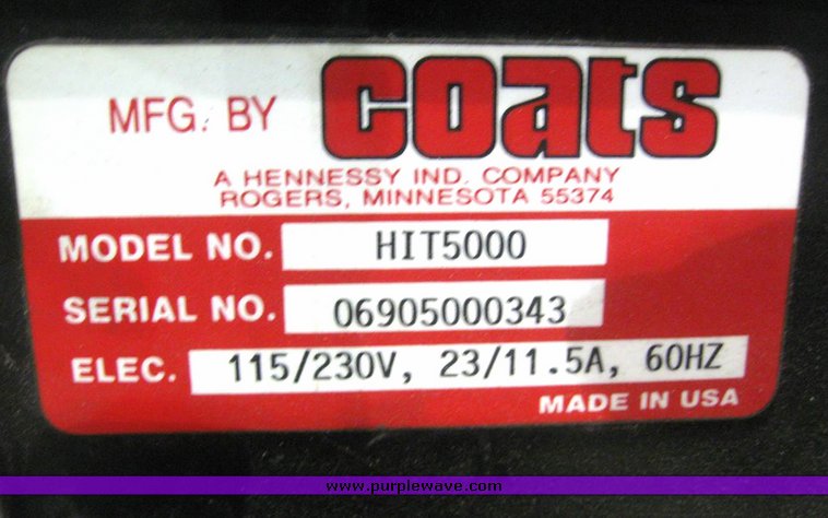 image for item 6358 Coats HIT 5000 tire machine