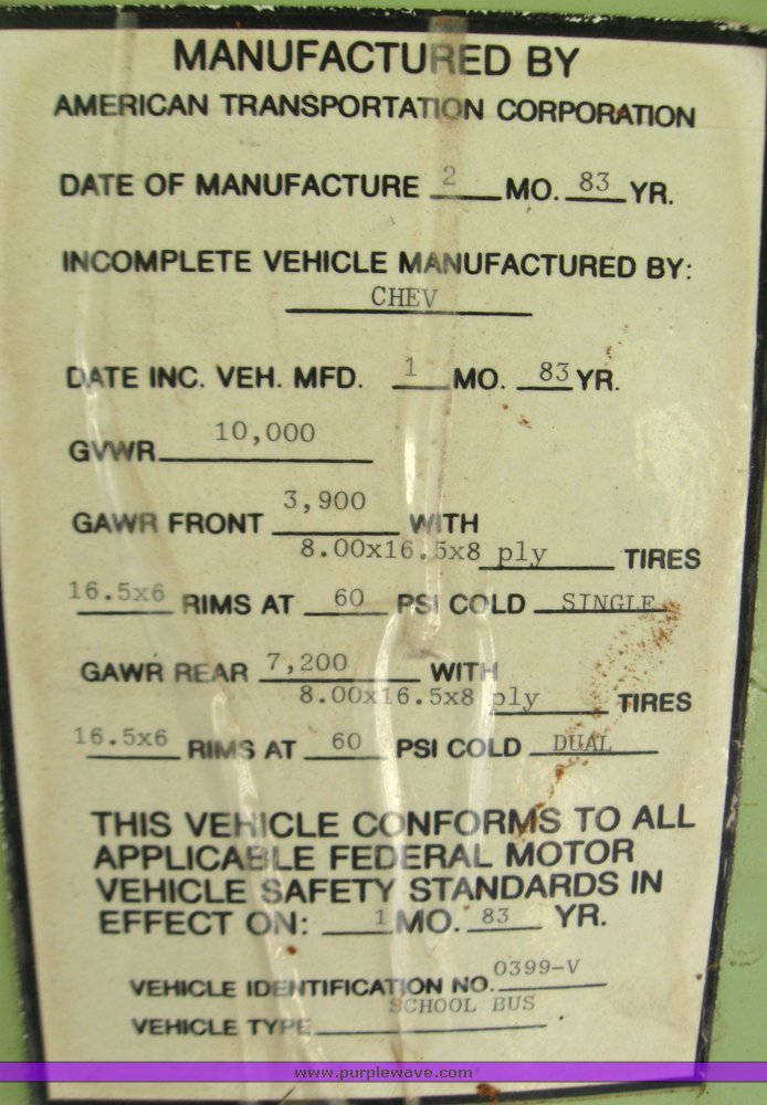 image for item 7041 1983 Chevrolet 30 16 passenger bus