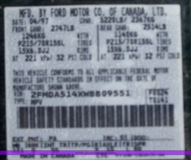 image for item 1103 1998 Ford Windstar Wagon