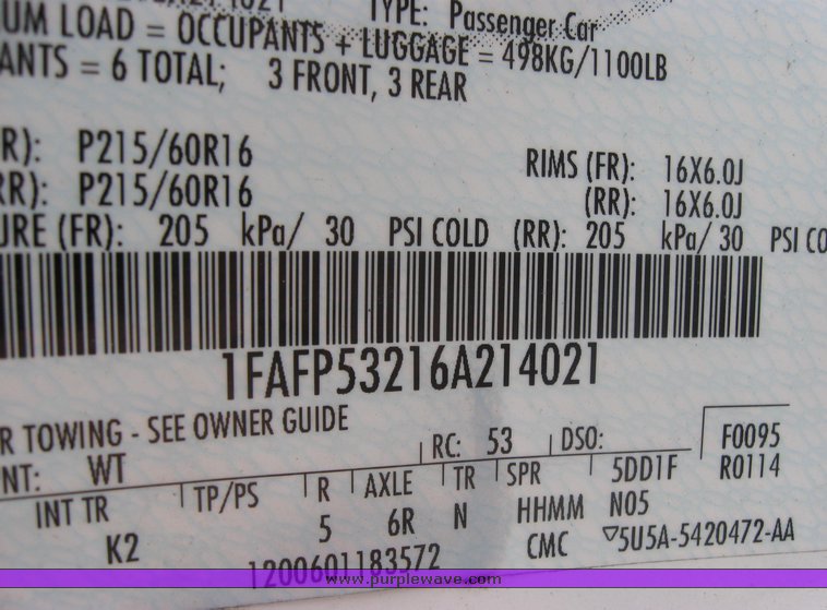 image for item 2157 2006 Ford Taurus SE