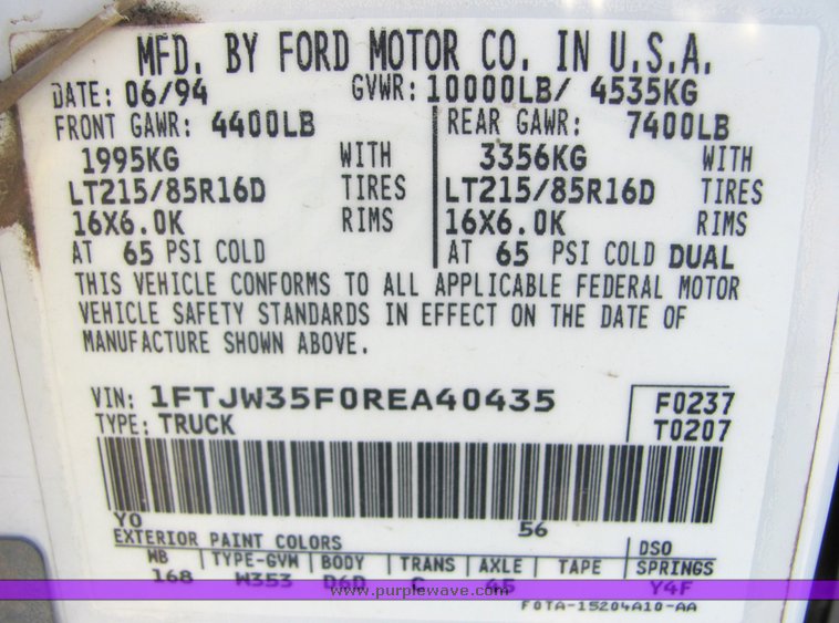 image for item 4662 1994 Ford F350 XLT crew pickup