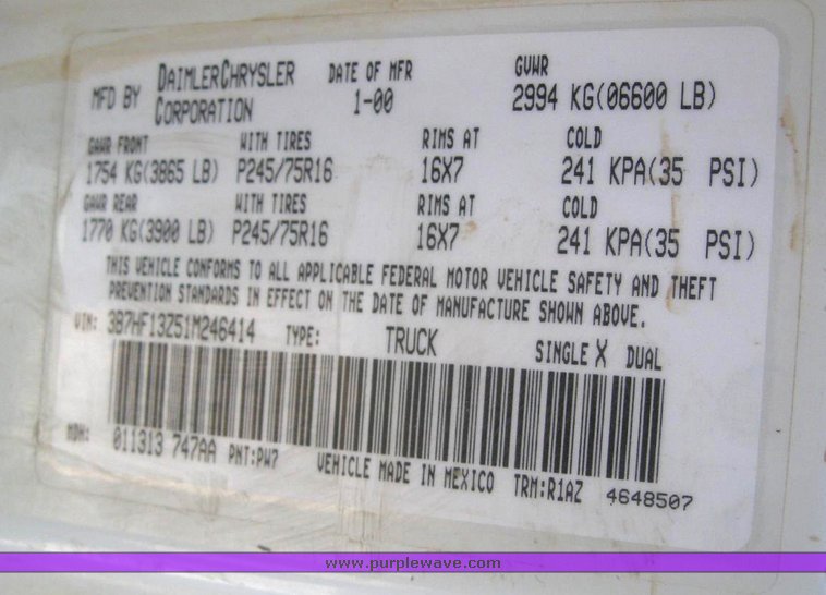 image for item 6220 2001 Dodge Ram 1500 Quad four door extended cab pickup