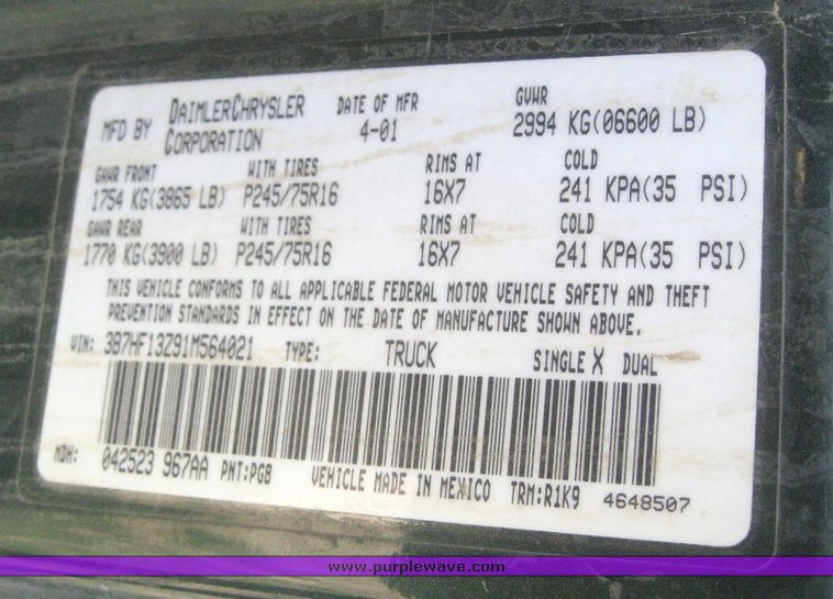 image for item 6223 2001 Dodge Ram 1500 Quad four door extended cab pickup