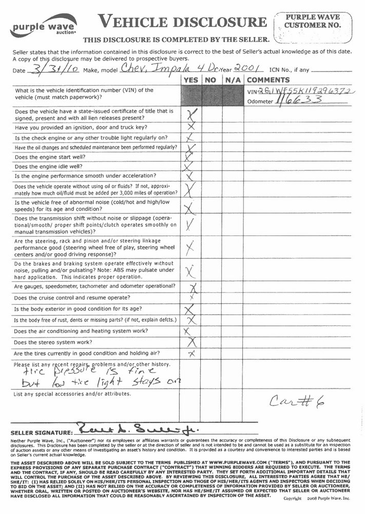 image for item 1102 2001 Chevrolet Impala