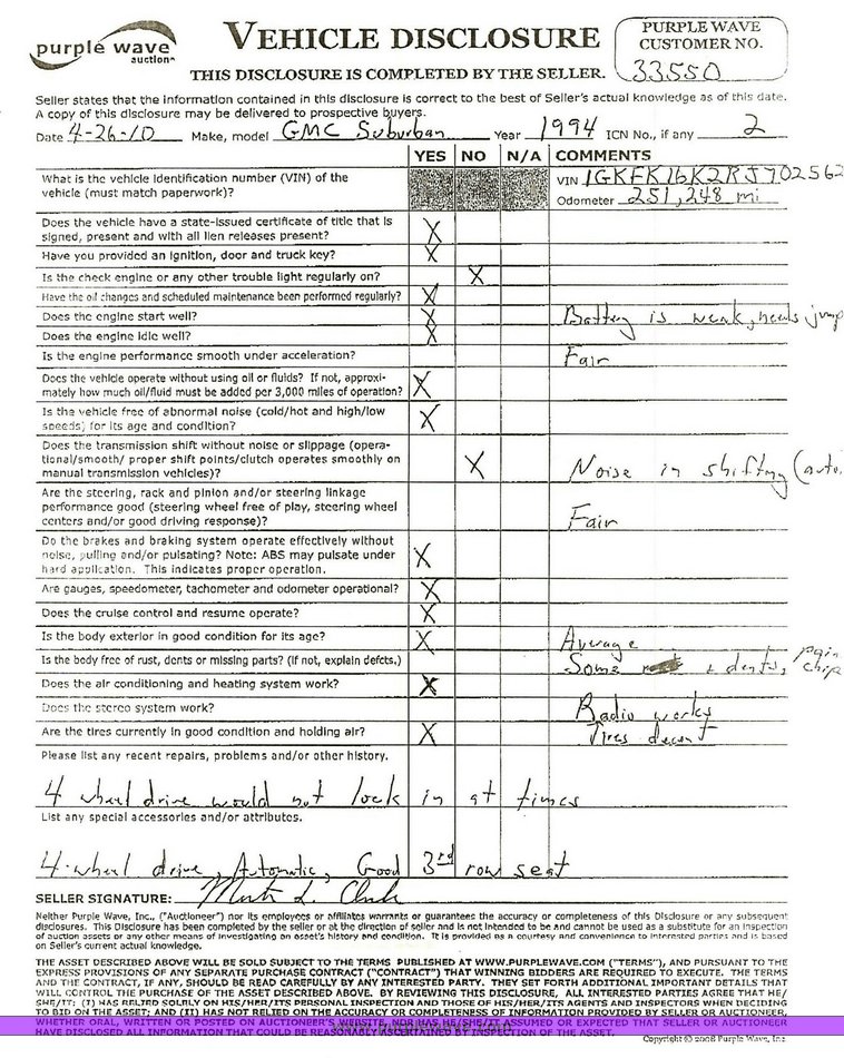 image for item 1302 1994 GMC K1500 Suburban