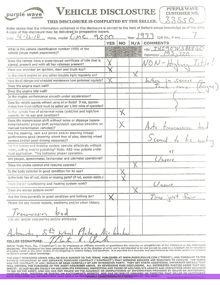 image for item 1307 1977 GMC 9500