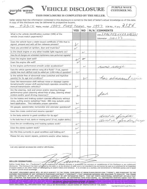 image for item 2156 1997 Ford Taurus GL