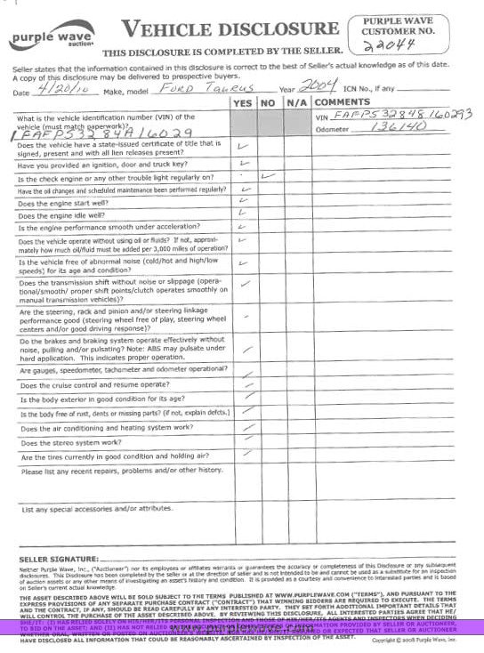 image for item 2159 2004 Ford Taurus SE