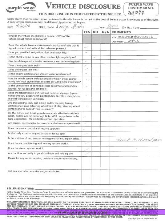 image for item 2160 2000 Dodge Stratus SE