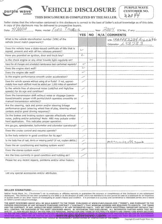 image for item 2161 2004 Ford Taurus SE