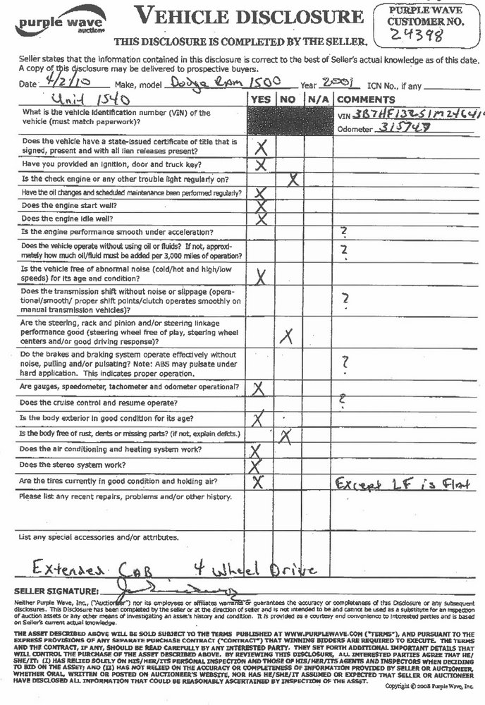 image for item 6220 2001 Dodge Ram 1500 Quad four door extended cab pickup