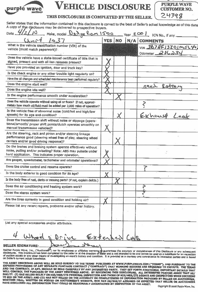 image for item 6224 2001 Dodge Ram 1500 Quad four door extended cab pickup