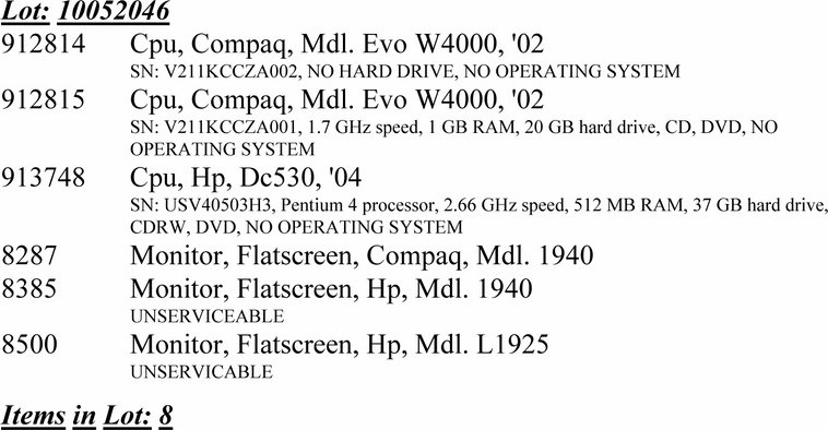 image for item 2046 Assorted computers and monitors