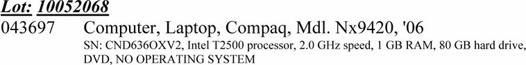 image for item 2068 (4) laptop computers