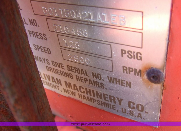 image for item 2166 1988 Sullivan D175q trailer mounted air compressor