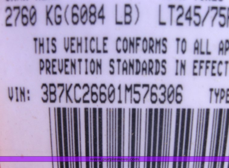 image for item 2178 2001 Dodge Ram 2500 pickup