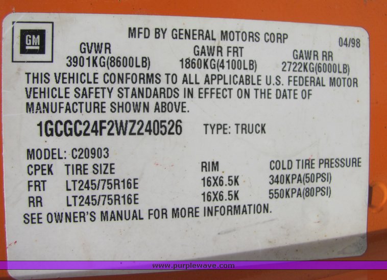 image for item 4273 1998 Chevrolet C2500 pickup