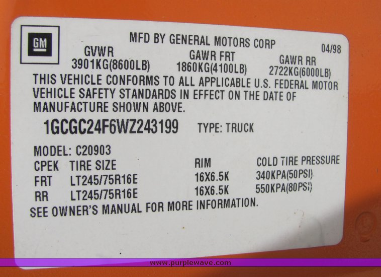 image for item 4275 1998 Chevrolet C2500 pickup