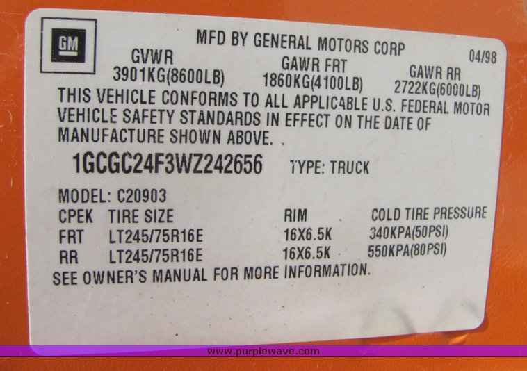 image for item 4278 1998 Chevrolet C2500 pickup