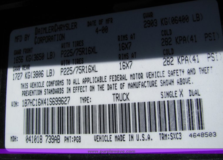 image for item 4408 2001 Dodge Ram 1500