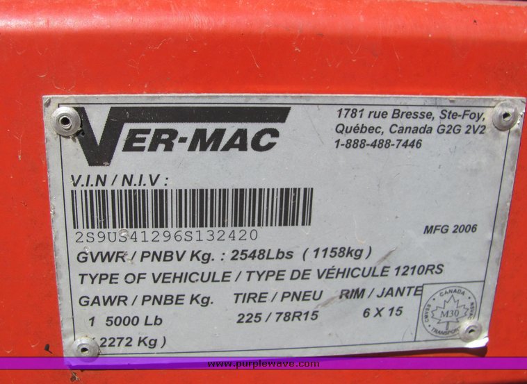 image for item 4413 2006 Vermac PCMS 1210 message board