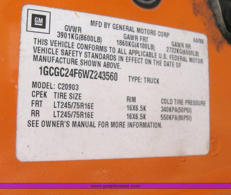 image for item 6485 1998 Chevrolet C2500 pickup