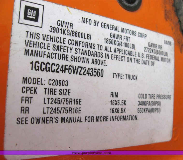 image for item 6485 1998 Chevrolet C2500 pickup