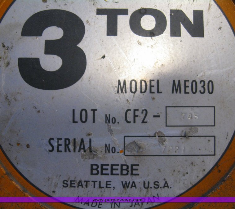 image for item 6493 (2) Beebe three ton manual chain hoists