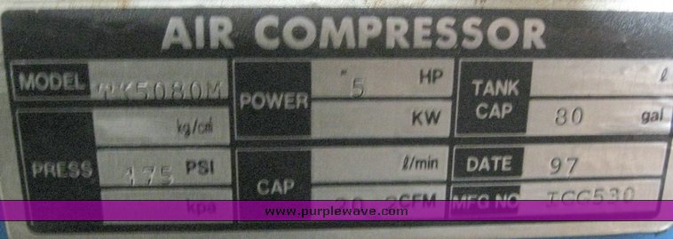 image for item 6551 1997 Puma stationary air compressor