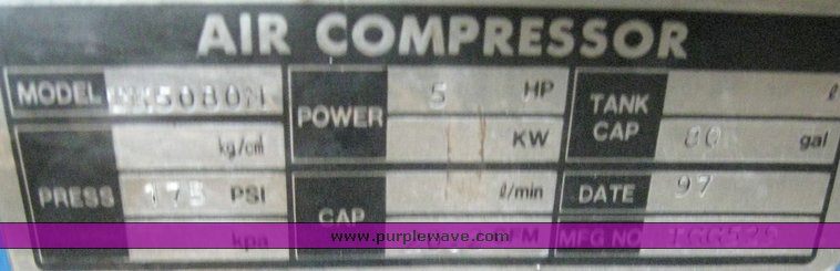 image for item 6553 1997 Puma stationary air compressor