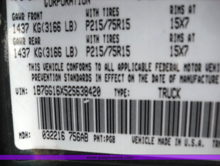 image for item 3273 2002 Dodge Dakota pickup