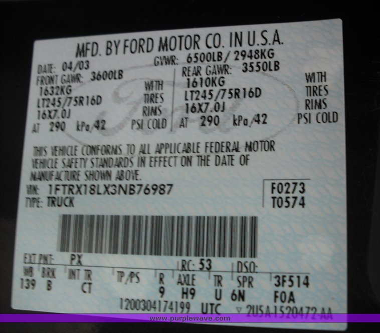 image for item 3279 2003 Ford F150 four door extended cab pickup