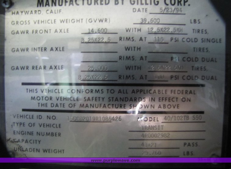 image for item 7353 1994 Gillig Transit Bus