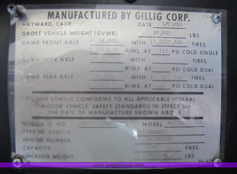 image for item 7354 1994 Gillig Transit Bus