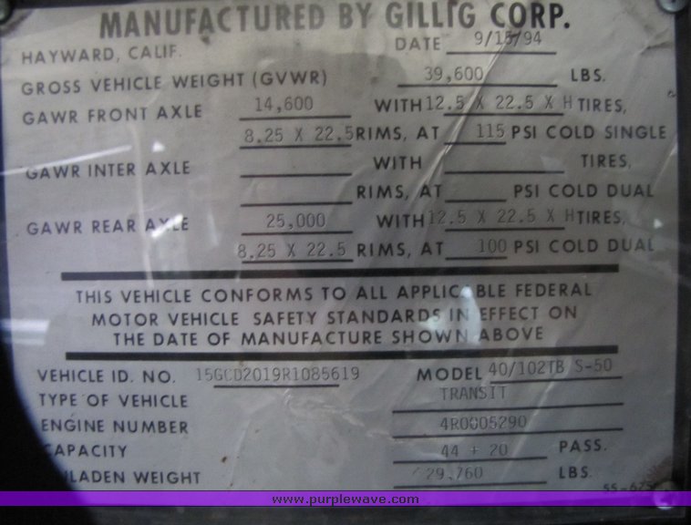 image for item 7357 1994 Gillig Transit Bus