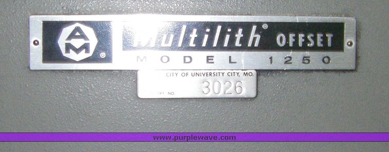 image for item 9000 AM Multilith offset printing press