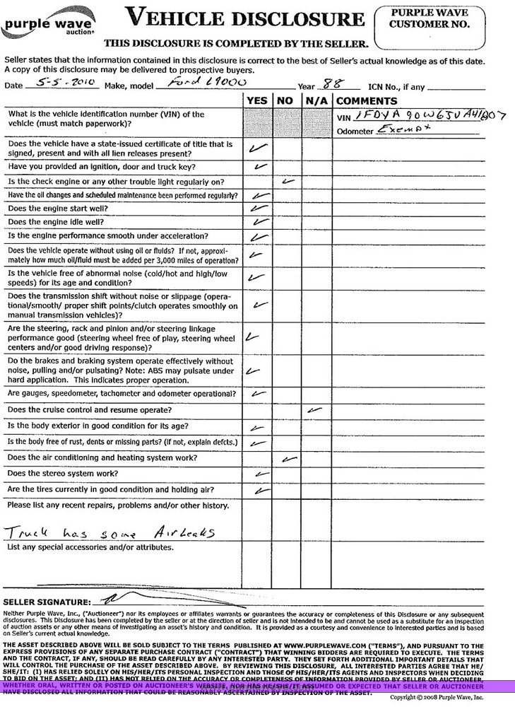 image for item 4487 1988 Ford Conventional LTL900 dump truck