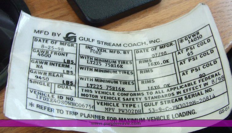 image for item 2035 1998 Ford E Super Duty RV