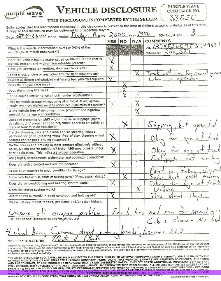 image for item 1303 1996 Dodge Ram 2500 SLT pickup