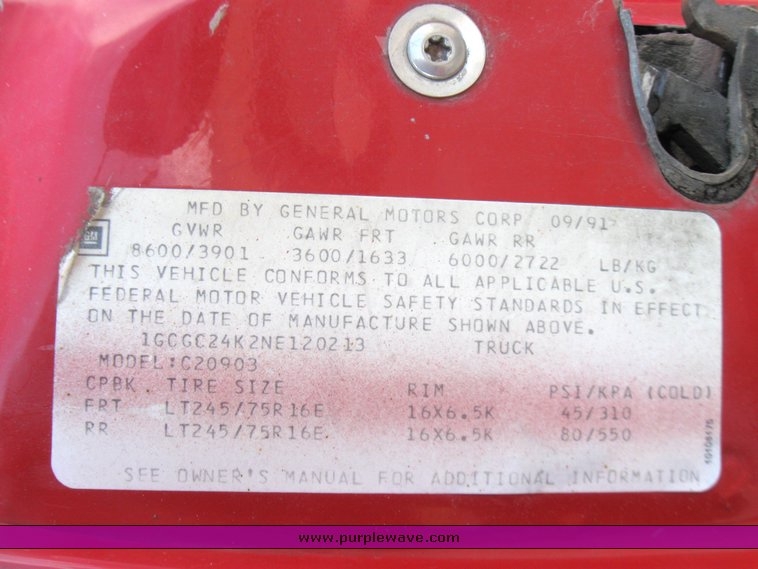 image for item 2192 1992 Chevrolet C2500 pickup