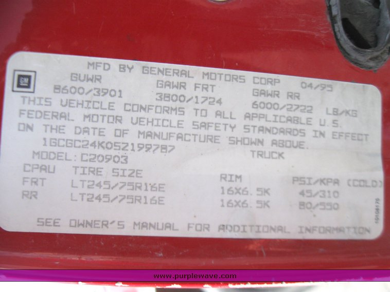 image for item 2193 1995 Chevrolet C2500 pickup