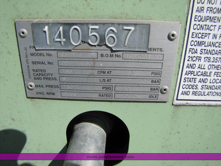 image for item 3229 Sullair 185H air compressor on skids