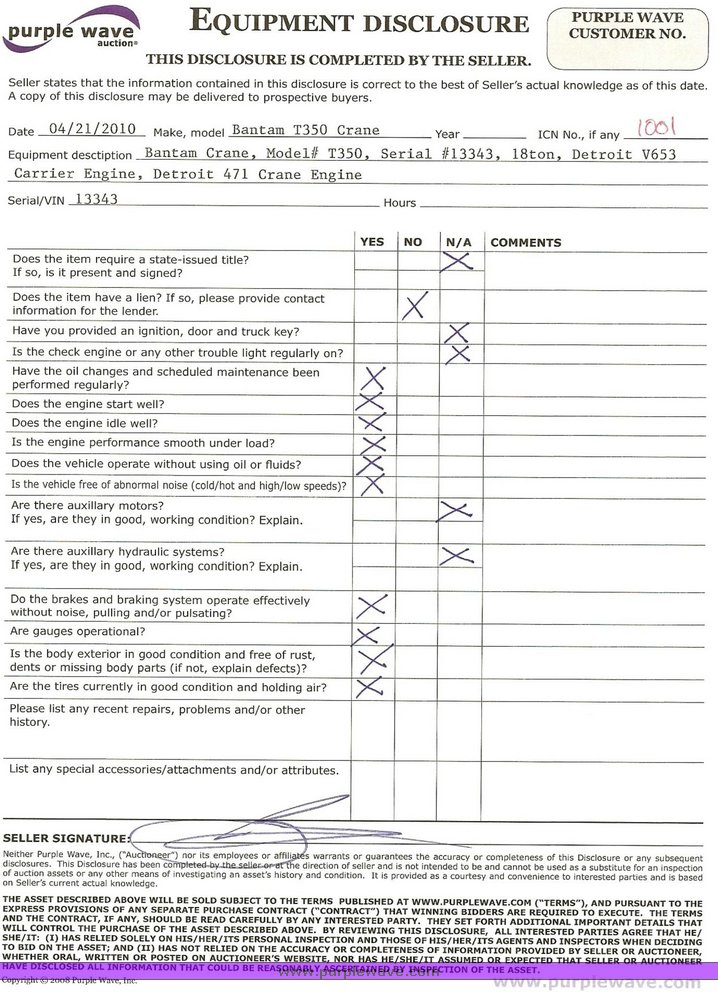 image for item 1001 Bantam T-350 18 ton crane