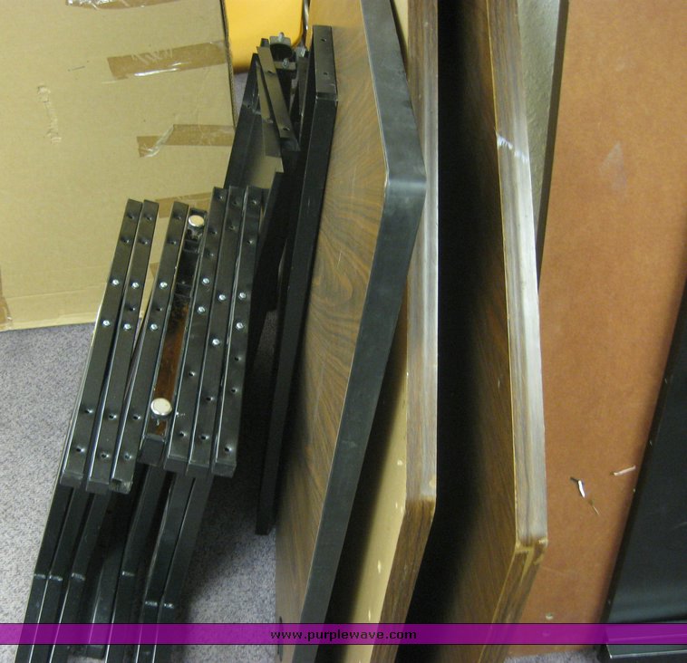 image for item 2148 Office desk unit and assorted modular office supplies