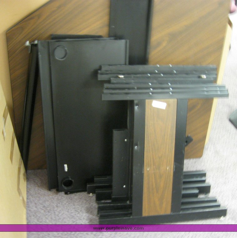 image for item 2148 Office desk unit and assorted modular office supplies