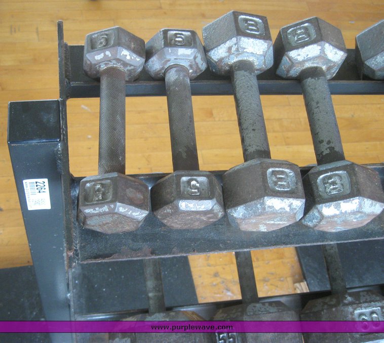 image for item 2264 (44) Keys dumbbells with rack